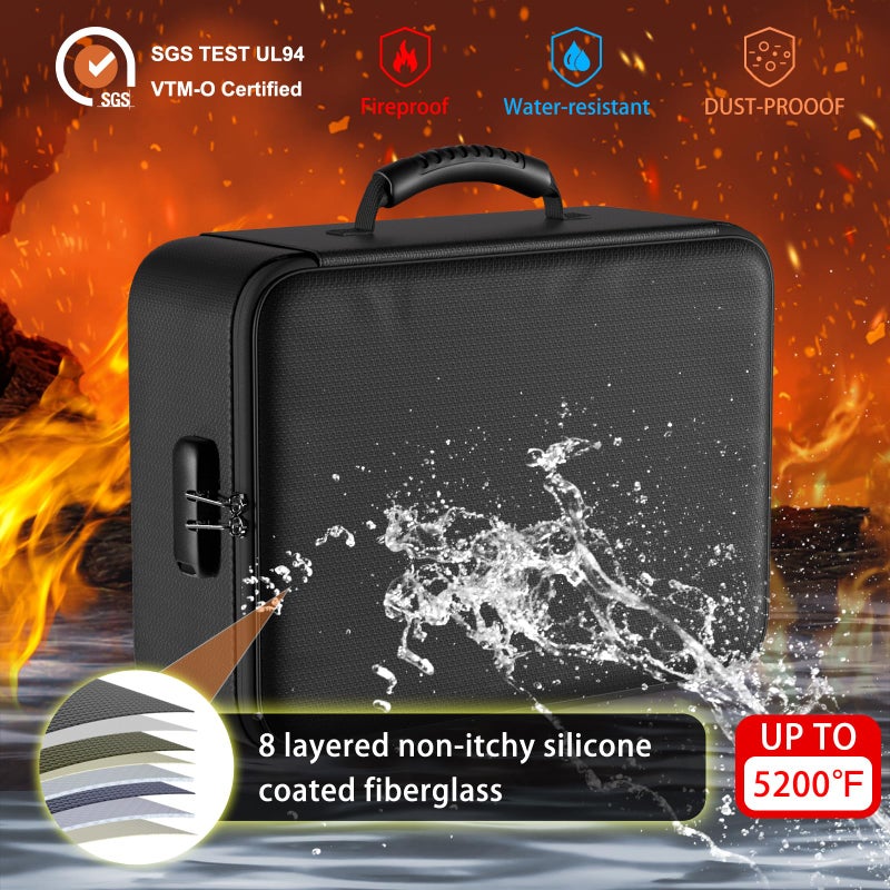 ENGPOW 5200?F Fireproof Document Bag with Lock Upgraded Heat Insulated Fireproof&Waterproof Box 8 Layers Document Organizer Portable Home Travel Safe Storage for Important Documents  Files  Laptop - Image 2